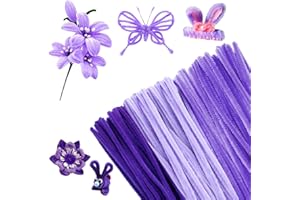 MIYUANGKJ 300 pk Pipe Cleaners for Craft 30mm Long Crafting Pipe Cleaners 3 purple Chenille Stems Chenille Wire Flexible Pipecleaners for DIY Craft For Kids