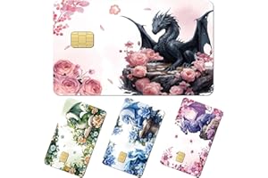 Cool Dragon Credit Card Sticker - Eiapadeor 4 Pcs Debit Card Skin Stickers Dragons and Flower Stickers for Debit Credit Colorful Waterproof Deal Cover Set for Key, Transportation，ID DIY Gift Idea