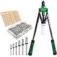Homdum Non Slip 18" Double Handle Rivet Gun With Pop Rivets, Hand Pull Riveter Nail Gun and 300 nos of Assorted Blind Rivet