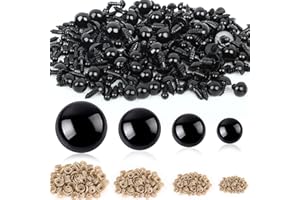 UPINS 280 piezas de 16-30 mm grandes ojos de seguridad para muñecas Amigurumi de plástico negro, ojos de ganchillo para bricolaje, marionetas, oso de peluche, suministros para hacer amigurumi (tamaño 4)