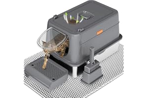 CITYLIFEHOUSE Citylife XL Stainless Steel Cat Litter Tray with Lid, Extra Large Enclosed Metal Litter Box with Litter Scoop&Double Layer Litter Mat, Non-Sticky, Non-Odor, Easy Cleaning, for Big Cats