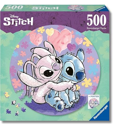 Educa - 2 Puzzles of 500 pieces each for adults and children and the images of Stitch. Dimensions: 34 x 48 cm. Includes glue fix puzzle. From 11 years ( 19732