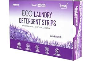 Feuilles de Détergent à Lessive Écologique Proto Future - (200 charges) Biodégradable, Hypoallergénique, Zéro Déchet, Sans Plastique - Sans enzymes, Formule à Base de Plantes (Lavande)