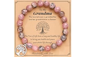 Aunis Grandma/Nanny/Mum Gifts From Grandchildren Daughter Son Tree of Life Natural Stone Bracelet