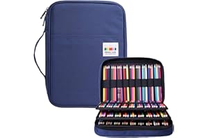 BOMKEE Trousse à Crayons colorée 220 Slots Portable Dessiner Peindre Pochette Sac de Rangement étanche Multicouche pour stylos Aquarelle pour Enfants et Adultes