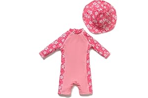 BONVERANO Bañador de una Pieza de Manga Larga para bebé niña protección UV 50+ One Zip