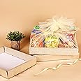 Kidsy Winsy Gift Hamper Boxes (Silver, Pack of 4) | Empty Gift Packing Boxes With Tie Ribbons & Nets | Foldable Paper Gift Boxes | Stylish Basket for Bridesmaid & Festive Hamper Packaging