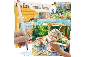 QUOKKA Lot de 10 activités de peinture à l'eau pour personnes âgées - Cozy Home - Produits Alzheimers pour personnes âgées - Activités pour personnes atteintes de démence - Artisanat pour personnes