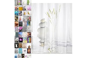 ‎SANILO Sanilo Duschvorhang, viele schöne Duschvorhänge zur Auswahl, hochwertige Qualität, inkl. 12 Ringe, wasserdicht, Anti-Schimmel-Effekt (Balance, 180 x 200 cm)