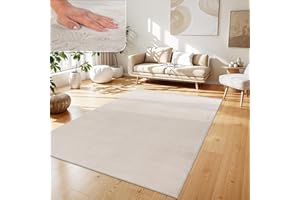 Paco Home Alfombra para Salón en Falsa Piel Suave Lavable Moderna Elegante Fácil de Limpiar Efecto Piel Uni Brillante Fluffy a Pelo Corto, tamaño:160x220 cm, Color:Crema