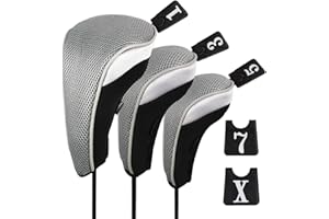 Andux Lot de 3 Couvre-têtes en Bois pour Club de Golf 460 CC avec étiquettes interchangeables