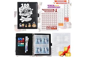 WOOLEDY 100 Envelopes Money Saving Challenge Binder, A5 Savings Challenges Book Budget Binder with Cash Envelopes & Erasable Tracker, Easy and Fun Motivational Process to Save £500 £5050 £10400