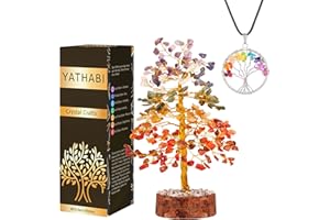 YATHABI Chakra Tree - Tree of Life Decor - Crystal Tree - Stones and Crystals - Bonsai Tree - Gem Stones - Spiritual Gifts for Women - Chakra Crystals - Spiritual Decor - Feng Shui - Good Luck - Crystal Gift