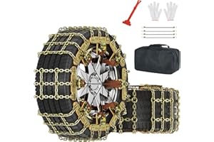 SUNYRISY 8 Stück Schneeketten, Universal Auto Notfall Traktion Einstellbare Metall Reifenketten, Hohe Griffigkeit Schwerlast Notfallzugketten für die Meisten PKW/SUV/LKW (Reifenbreite 215-285mm)