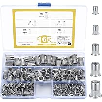 260 Dadi Per Rivetti A Testa Piatta – Set Assortito M3 M4 M5 M6 M8 M10 In Acciaio Zincato Per Officina E Fai Da Te