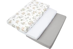 Medi Partners Drap Housse 60x120 Lot de 3 Draps lit Bebe Matelas Enfant Bébé - 100% Coton Fitted Draps Lit pour Baby Bed Cover Sheets Matela literie Mattress Couette (Safari-Blanc-Gris)