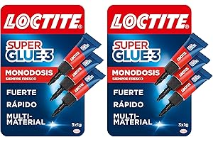Loctite Super Glue-3 Original Monodosis (pack de 6 tubos x 1 g), pegamento universal con triple resistencia, adhesivo transparente, pegamento instantáneo extra fuerte