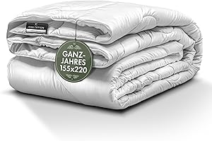 John Cotton New Way Bettdecke 155x220 - Innovativ & Atmungsaktive Steppdecke für Allergiker | Oeko-Test Zertifiziert Bettdecken | Weiche Microfaser Schlafdecke | Ganzjahresdecke 155x220cm | Duvet