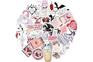 PNGIF Aesthetic Bookish Sticker Set 50 Stück, Wasserfeste Anime Aufkleber für Laptop Journal Kindle Koffer MacBook Motorrad Helm Scrapbook, Rosa Kawaii Lesen Sticker für Mädchen und Frauen