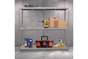 Monster Racking Estantería de Garaje Extra Ancha con Capacidad de 1200KG Estanterías de Acero Galvanizado de 3 Niveles Unidad de Almacenamiento Industrial Sin Tornillos | 186cm x 200cm x 60cm