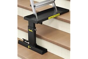 Tanfix Foldable | Heavy-Duty Ladder Extender Pro, High Strength Steel Material Design Ladder Extension Pro for Stairs w/Non-Slip Mat, 11.4-18" Adjustable Height, Applicable Ladder Feet Spacing 25"