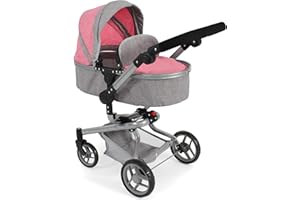 Bayer Chic 2000-Cochecito para muñecas Yolo, Color Melange Gris-Rosa, 46cm-82cm (593 57)