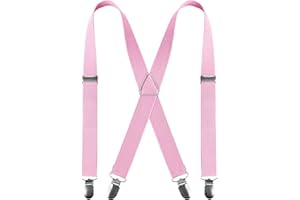 BEAFACE Men Braces with 4 Clips X Shape, Adjustable Elastic Braces for Men Trousers, Men's Braces Wedding Business Casual Suspenders