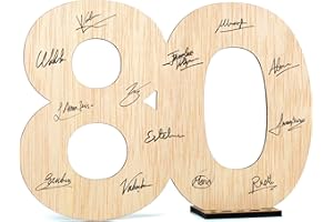 CONTRAXT Tarjeta felicitacion 80 cumpleaños. Regalo detalles libro de firmas alternaivo decoracion original fiesta 80 años feliz cumpleaños hombre mujer mama abuela papa abuelo