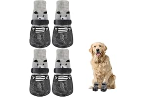 QACUU 2 Pairs Soft Dog Socks Breathable Anti-Slip Dog Shoes, Protective Outdoor Shoes with Silicone Sole Comfortable Boots & Paw Protectors for Dogs for Walking Running and Playing