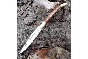 Laguiole artisan 5240 Poignée en bois de rose et en laiton Motif fleurs