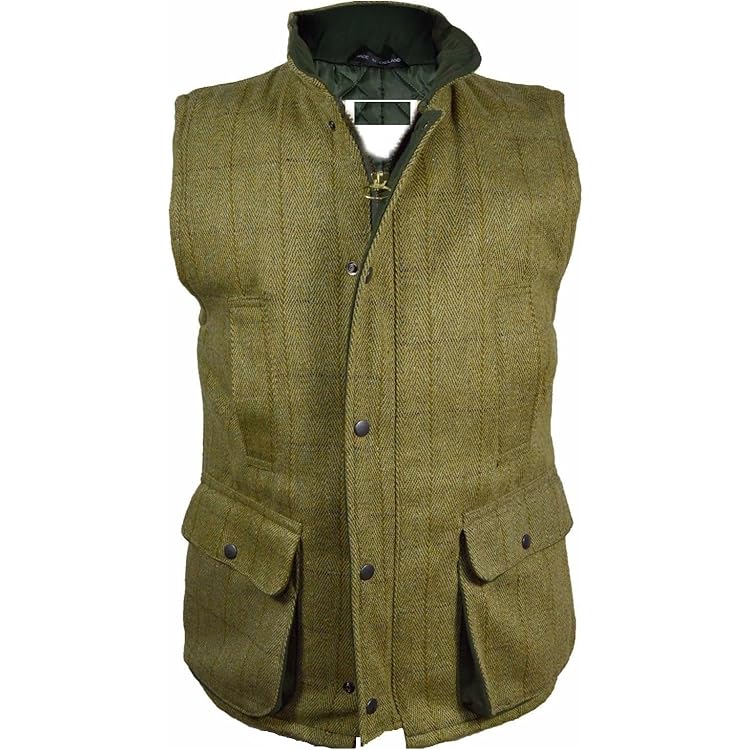 Hazy Blue Mens Tweed Hunting Shooting Bodywarmer Waistcoat Outdoor