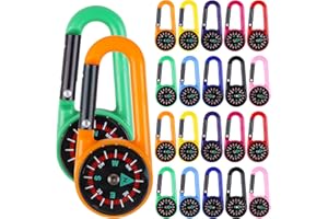SULOLI 20 Pezzi Bussola Portachiavi,Moschettoni Bussola,Bussola Navigazione per Avventura all'Aperto,Sopravvivenza,Campeggio e Viaggio,Multicolore