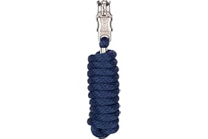 Merauno® Lead Rope for Horses, Tie Rope in Various Stylish Designs, Lead Rope, Pony, Donkey, Goat with Panic Hook, Black, Blue, Rose Gold, Beige (Navy Blue, Panic Hook)