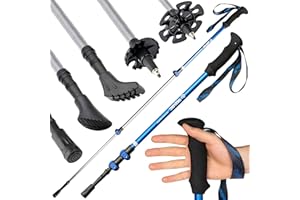 ATTRAC bâtons de randonnée Trilock télescopiques réglables 65-137 cm I bâtons de randonnée en Aluminium Super léger + entraînement PDF (Bleu électrique)