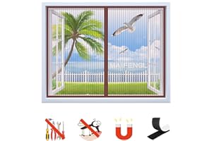 MAIFENGL Moustiquaire Fenêtre Magnétique, Auto-Adhésif Rideau en Maille Moustiquaire Porte Magnétique, Fermeture Automatique, pour Fenêtre Portes- Brown-A|| 39x78inch(100x200cm)