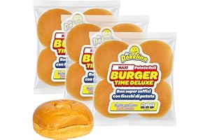 MR. DOBELINA Mr.Dobelina Maxi Potato Roll Buns, 3 Confezioni da 4x80g, Bun Morbidi, Buns Morbidi, Panini in Pane di Patate, Senza Lattosio, Made in Italy, Ideali per Hamburger Americani e Smash Burger