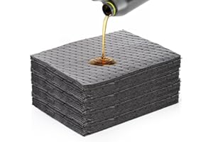 Okllen 100 Pcs Oil Absorbent Pads, 25 x 33CM Single Weight Dimpled Pad Water Absorbent Mat General Purpose Absorbent Sheets for Absorbing Protecting Home Garage Basement, Grey