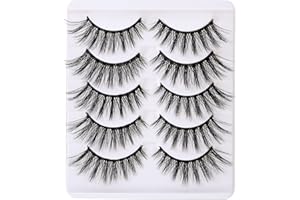LUCOSS Ciglia Finte Naturali Cat Eye 5 Paia 3D False Lashes Morbide Riutilizzabili Ciglia Occhio Naturale Multipack