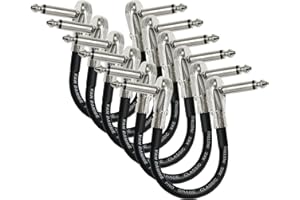 WORLDS BEST CABLES 6 las unidades – Van Damme Pro grado Classic XKE – 15 cm – flexible blindado pedal de efectos, guitarra, bajo instrumento, Cable de conexión – con en ángulo panqueque conectores (6,35 mm) TS