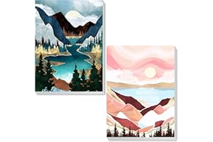 Hongyrjy 2 Pack Montagne Kits de Peinture au Numéro Avec Cadre,Paysage Peinture Numero D'art Adulte,Paint by Numbers Kis,Peinture Numero Adulte Débutants Avec Pinceau Pigment Acrylique 20x30cm