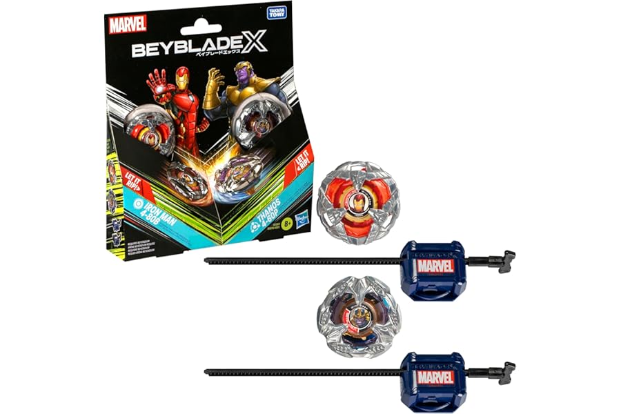 Beyblade X Marvel Collab Iron Man 4-80B vs. Thanos 4-60B Multipack Set