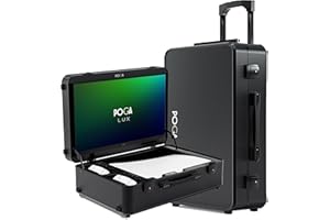 POGA Lux Playstation 5 Premium Funda de Viaje para Consola portátil con Carrito y Monitor de Juegos AOC de 24 Pulgadas, Color Negro (V2 - Altavoz Bluetooth Opcional), Black