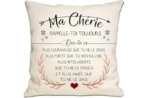 Bommex Rappelle-toi Toujours Que tu ES Plus courageuse Que tu ne Le Crois Housse de Coussin pour Ma Chère Femme Petite Amie Cadeau pour Elle Anniversaire Saint-Valentin Cadeau de Noël (ma chère-1)