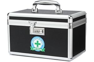 HEWEI WORKS Medication Lock Box With Combination - Lockable Medicine Storage, Empty First Aid, Security Lock, Medical Organizer, Multipurpose Locking for Home and Outdoor (Black, Medium)