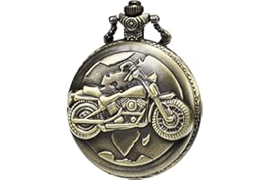 MORFONG Montre à gousset à quartz pour homme avec boîtier argenté 3D et chiffres arabes