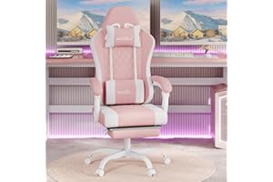 ‎WOLTU WOLTU krzesło gamingowe z funkcją masażu, krzesło komputerowe z poduszką z kieszeni, fotel dla graczy, ergonomiczny, obrotowy fotel z poduszką pod głowę, poduszka lędźwiowa, podnóżek, materiał