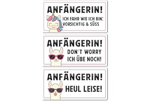 ‎PRINTATTACK P010 Anfänger Aufkleber 3er Set – Auswahl: Anfänger oder Anfängerin – Lustige Autoaufkleber für Fahranfänger – wetterfest – PrintAttack – je 17x8,5 cm (Variante 1 Anfängerin)