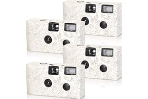 Zhengmy 4 Pack Disposable Camera for Wedding, 34mm Single Use with Flash and Hand Strap Cameras One Time Gathering Wedding Anniversary Travel Camp Party Supply (Fresh Style)