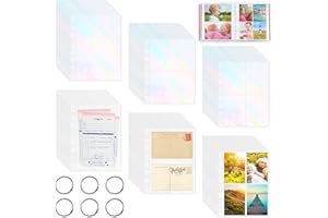 UMILKI 60pcs Fundas para Fotos A5, 2 Estilos y 3 Diseños de fundas Transparentes para Tarjetas postales, Fundas fotográficas Láser con Presillas para Postales, Tarjetas, Facturas, Fotos, Pegatinas
