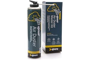 Kenro Kenair Air Duster Master Kit - Camera Cleaning Set Containing Refill Can of Air (360ml) & Actuator Valve, Clean Cameras, Computers & Precision Equipment, Removes Dust and Debris - KENR01